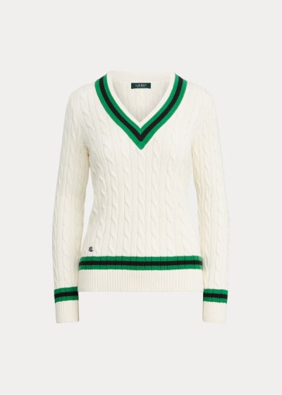 Ralph Lauren Cotton Cricket Striktrøje Dame Danmark (HRFEO3574)